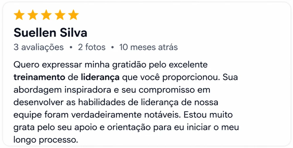 Avaliação de Suellen Silva no Google