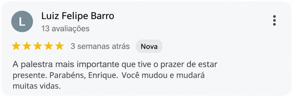 Avaliação de Luiz Felipe Barro no Google