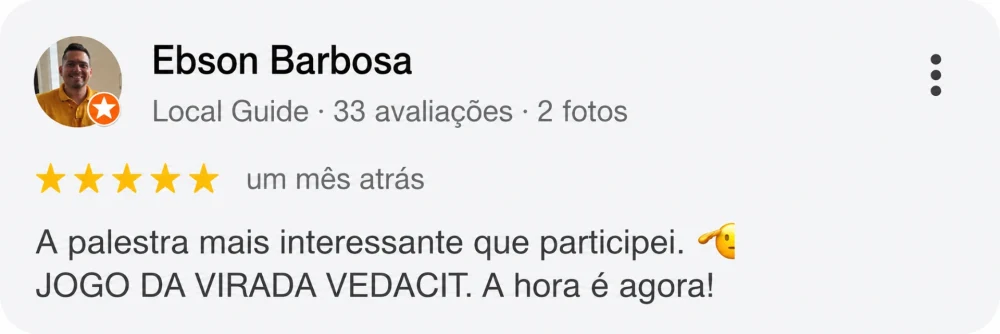 Avaliação de Ebson Barbosa no Google